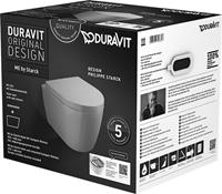 Duravit Wand-WC-set me by Starck,rimless,durafix TS, weiß, inkl. WC-Sitz mit Absenkautomit, Compact