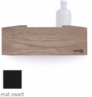 Looox Wooden Shelf BoX 30cm - met mat zwarte bodemplaat