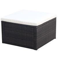 vidaXL Hocker mit Kissen Poly Rattan 53×53×30 cm  Braun