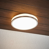 lampenwelt Ronde LED plafondlamp Lyss met chromen rand, IP44