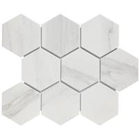 UCI Barcelona mozaïektegel 9.5x11cm voor wand en voor binnen en buiten hexagon porselein Carrara wit mat AMH95003