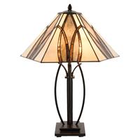 LumiLamp Tafellamp Tiffany 51*44*66 cm E27/max 2*60W Bruin Glas / Polyresin Art Deco Complete Tiffany stijl bruin glas