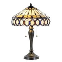 LumiLamp Tafellamp Tiffany Ø 40*58 cm E27/max 2*60W Multi Glas / Polyresin Complete Tiffany stijl paars beige glas in l
