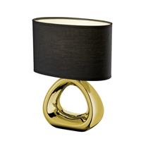 realityleuchten Tischleuchte gizeh 1 flammig Keramikfuß Gold Stoffschirm schwarz Höhe 34cm