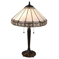 LumiLamp Tafellamp Tiffany Ø 41*62 cm E27/max 2*60W Zwart Polyresin / glas Art Deco Complete Tiffany stijl beige glas
