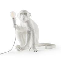 Seletti Monkey Sitting Tischlampe Weiß Außen