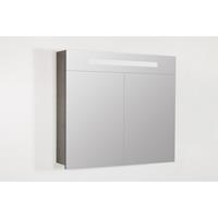 Saniclass 2.0 spiegelkast 80x70x15cm 2 deuren met LED verlichting legno antracite 7247