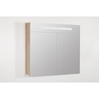 Saniclass 2.0 spiegelkast 80x70x15cm 2 deuren met LED verlichting legno calore 7257