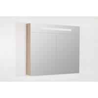 Saniclass Double Face spiegelkast 80x70x15cm 2 deuren met LED verlichting Legno Calore 7091