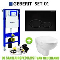 Geberit UP320 Toiletset set01 Basic Smart Met Matzwarte Drukplaat