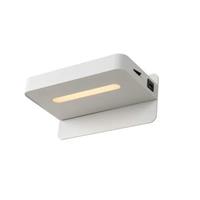 LED Wandleuchte Atkin in weiß mit Ablage und USB Anschluss - LUCIDE