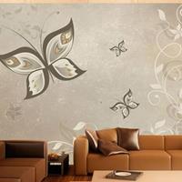 Fotobehang - Vlinders in het grijs , wit