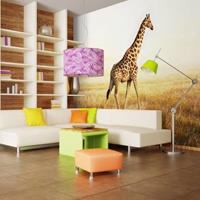 Fotobehang - giraffe - wandeling , beige bruin
