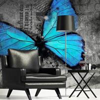 Fotobehang - Blauwe Vlinder , grijs