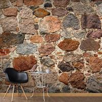 Fotobehang - Artistieke stenen muur , grijs bruin