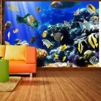 Fotobehang - Onderwater avontuur , vissen , blauw geel