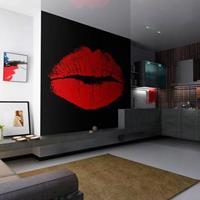 Fotobehang - Sensuele lippen , rood zwart