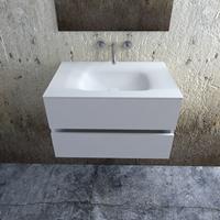 Zaro Valencia Solid Surface badkamermeubel 80cm mat wit zonder kraangat