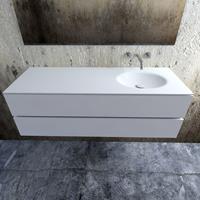 Zaro Sevilla Solid Surface badmeubel 150cm mat wit zonder kraangat spoelbak rechts