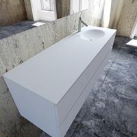 Zaro Sevilla Solid Surface badmeubel 150cm mat wit 1 kraangat spoelbak rechts