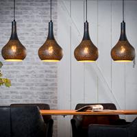 lifestylefurn HanglampJudd' 4-lamps, kleur Zwart/bruin
