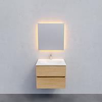 Zaro Sevilla Solid Surface badkamermeubel 60cm licht eiken 1 kraangat met 2 lades