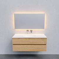 Zaro Sevilla Solid Surface badmeubel 120cm licht eiken zonder kraangat spoelbak midden met 2 lades