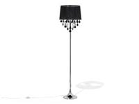 Beliani - Stehlampe Schwarz Metall 170 cm 3-flammig Stoffschirm mit Kristallen aus Acrylglas Kronleuchter-Optik Kabel mit Schalter Glamourös - Schwarz