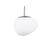 beliani Klassische Hängelampe Lampenschirm als Kugel Glas ovale Form weiß Liffel - Weiß
