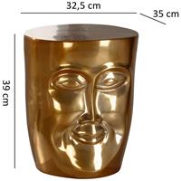 WOHNLING Beistelltisch FACE Ø 35 cm Aluminium Couchtisch Sofatisch mit Gesicht aus Metall gold