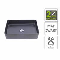 Boss&wessing AQS Waskom Mono Opzet Model Rechthoek 50x35x14.5 cm Mat Zwart 