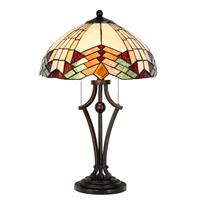 LumiLamp Tafellamp Tiffany Ø 40*60 cm E27/max 2*60W Multi Glas / Polyresin Art Deco Complete Tiffany stijl kleurrijke