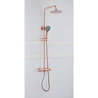 saniclear Copper opbouw regendouche 20cm met thermostaatkraan en 3 standen handdouche koperkleurig