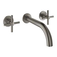 Grohe Atrio afdekset 3-gats wastafelkraan hard graphite geborsteld