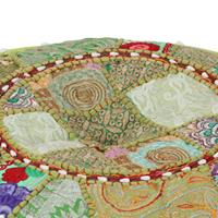 bonnevie Patchwork Sitzpouf Rund Baumwolle Handgefertigt 40x20 cm Grün vidaXL324816