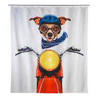 WENKO Duschvorhang Biker Dog, 180 x 200 cm Vorhang Vorhänge Dusch-Vorhänge