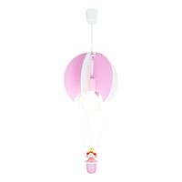 home24 Elobra Pendelleuchte Ballon mit Prinzessin 1-flammig Pink Holz Dimmbar 30x30x30 cm (BxHxT) E27