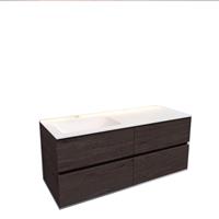 Boss & Wessing Badkamermeubel Solid Surface AQS Oslo 120x46 cm Links Wood Dark Brown 4 Laden 