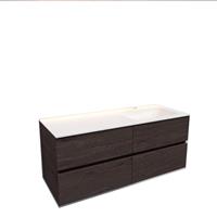 Boss & Wessing Badkamermeubel Solid Surface AQS Oslo 120x46 cm Rechts Wood Dark Brown 4 Laden 