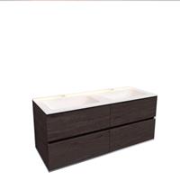 Boss & Wessing Badkamermeubel Solid Surface AQS Oslo 120x46 cm Dubbel Wood Dark Brown 4 Laden 