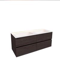 Boss & Wessing Badkamermeubel Solid Surface AQS Oslo 120x46 cm Dubbel Wood Dark Brown 4 Laden 