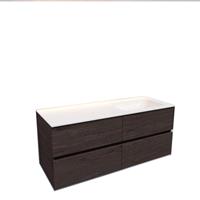 Boss & Wessing Badkamermeubel Solid Surface AQS Oslo 120x46 cm Rechts Wood Dark Brown 4 Laden 