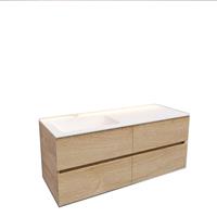 Boss & Wessing Badkamermeubel Solid Surface AQS Oslo 120x46 cm Links Wood Washed Oak 4 Laden 