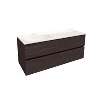 Boss & Wessing Badkamermeubel Solid Surface AQS Stockholm 120x46 cm Links Wood Dark Brown 4 Laden 