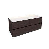 Boss & Wessing Badkamermeubel Solid Surface AQS Stockholm 120x46 cm Rechts Wood Dark Brown 4 Laden 