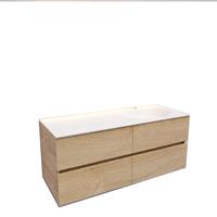 Boss & Wessing Badkamermeubel Solid Surface AQS Stockholm 120x46 cm Rechts Wood Washed Oak 4 Laden 