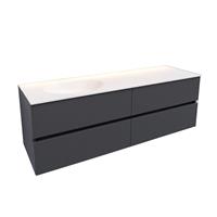 Boss & Wessing Badkamermeubel Solid Surface AQS Stockholm 150x46 cm Links Mat Antraciet 4 Laden 