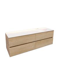 Boss & Wessing Badkamermeubel Solid Surface AQS Stockholm 150x46 cm Rechts Wood Washed Oak 4 Laden 