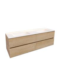 Boss & Wessing Badkamermeubel Solid Surface AQS Oslo 150x46 cm Dubbel Wood Washed Oak 4 Laden 