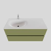 Boss & Wessing Badkamermeubel Solid Surface BWS Stockholm 100x46 cm Links Mat Groen (met 1 kraangat)